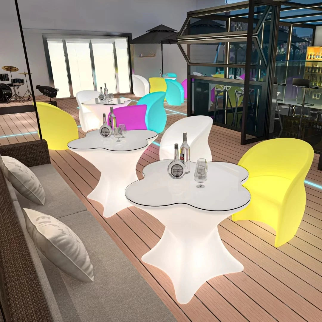Waterproof Outdoor LED Lounge Sofa and Round Stools for Wedding Events Party Hotel and Living Room for Bar Sets Nightclubs