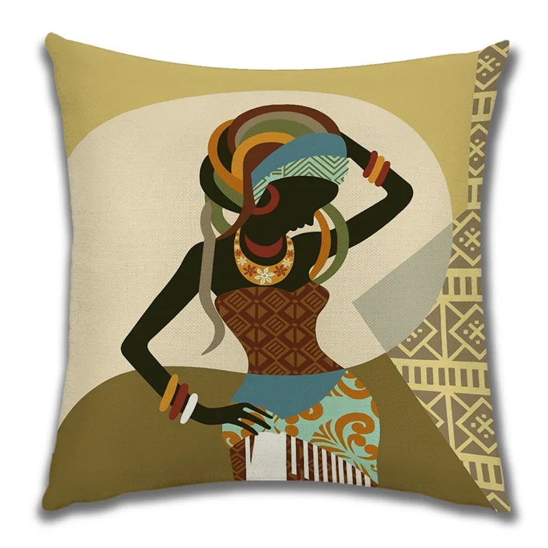 African Costume Clipart Throw Pillow 45x45 Africa Life Collection African Woman Pillowcase Sofa Car Decorative Cushion Cover