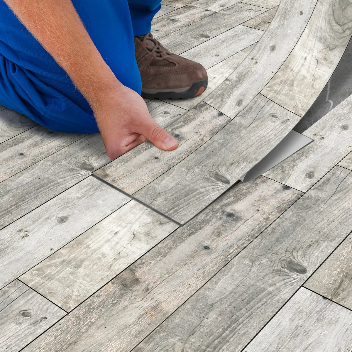 5pcs Wood Grain Floor Stickers Modern Style PVC Wall Sticker Waterproof Self-adhesive for Living room Kitchen Home Floor Decor