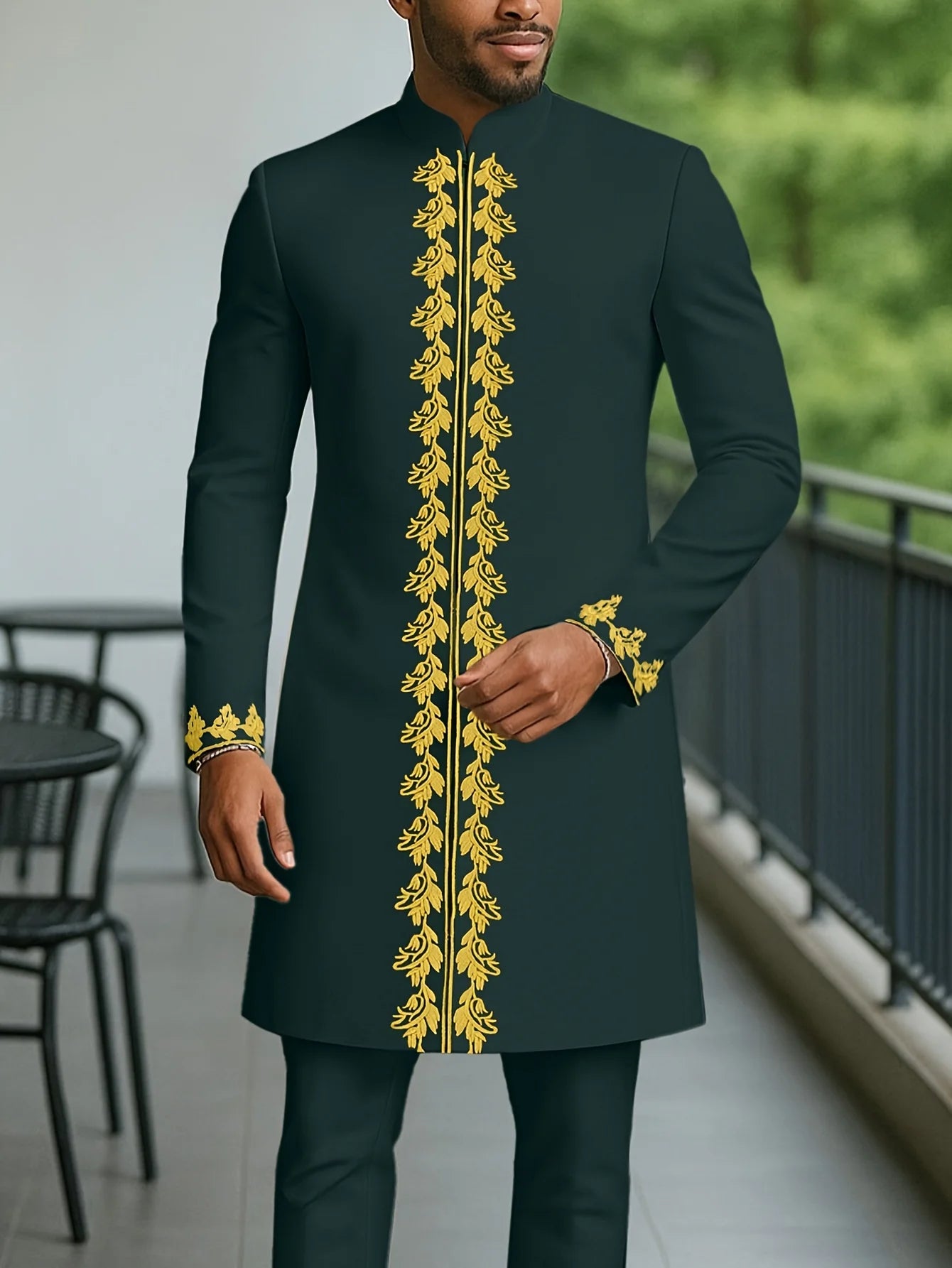 2024Kaftan Elegant African Men's suit Two-piece Agbada dress Wedding jacket and trousers Wedding suit African ethnic style