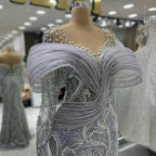 Luxury Evening Dresses 2025 Pleated Pearl Sequins Long Evening Gown Elegant Party Dress Plus Size Dresses Customizable
