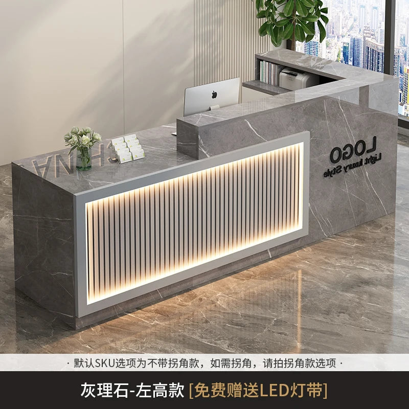 Luxury Simple Reception Desk Logo Salon Decorations Modern Reception Desk Office Beauty Mostrador Recepción Commercial Furniture