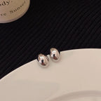 Semi-Round Metal Stud Earrings
