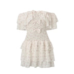 2025 Women's Dress - Sweet Style Sexy V-Neck A-Line Skirt with Waistline and Flowery Cake - Pure Erotic Girl's Dress