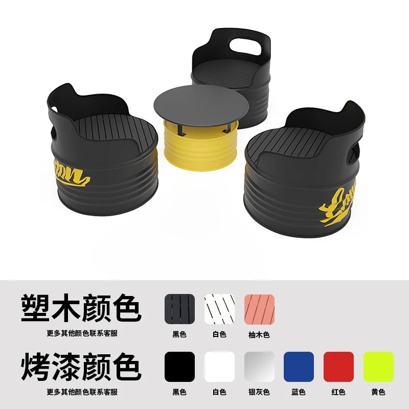 Industrial wind oil drum table and chair combination milk tea barbecue restaurant indoor and outdoor wrought iron furniture can