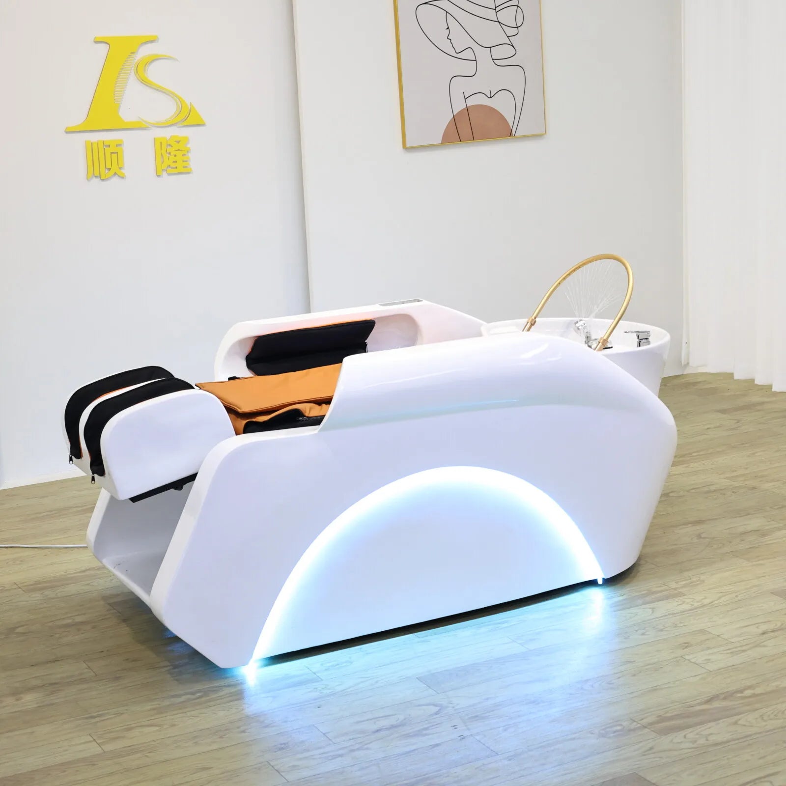Plug In Automatic Massage Shampoo Bed Built in Electric Massager, Hair Salon Head SPA Hydrotherapy Commercial Salon Furniture