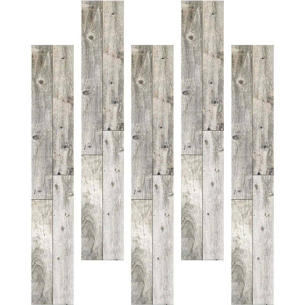 5Pcs Wood Grain Floor Sticker Peel and Stick PVC Self Adhesive Floor Planks for Home Bedroom Living Room Decor Easy to Cut