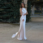 Satin Halter Backless Dress