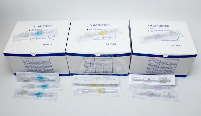 50pcs Sterile IV Cannula With Heparin Cap Disposable Butterfly IV Cannula Intravenous Injection Catheter Veterinary Consumables
