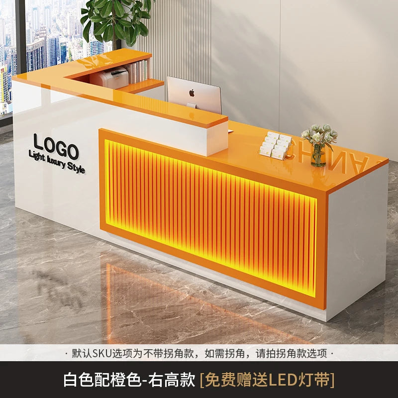 Luxury Simple Reception Desk Logo Salon Decorations Modern Reception Desk Office Beauty Mostrador Recepción Commercial Furniture