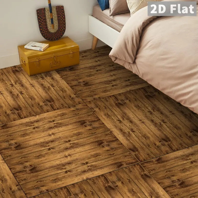 5pcs Wood Grain Floor Stickers Modern Style PVC Wall Sticker Waterproof Self-adhesive for Living room Kitchen Home Floor Decor
