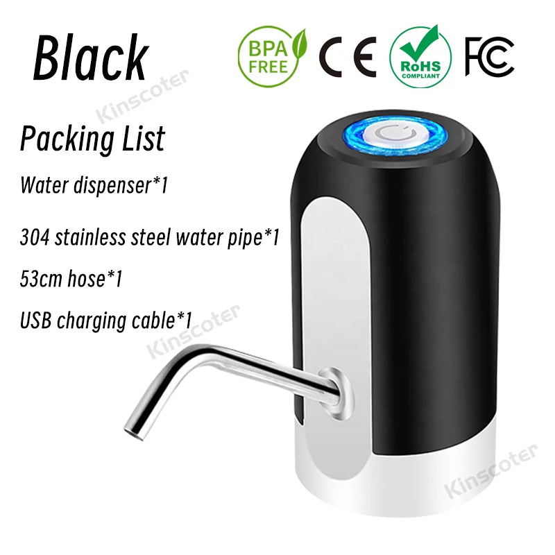 Portable Automatic Drinking Water Pump with Switch and USB Charging Mini Electric Water Dispenser for Universal 5 Gallon Bottle