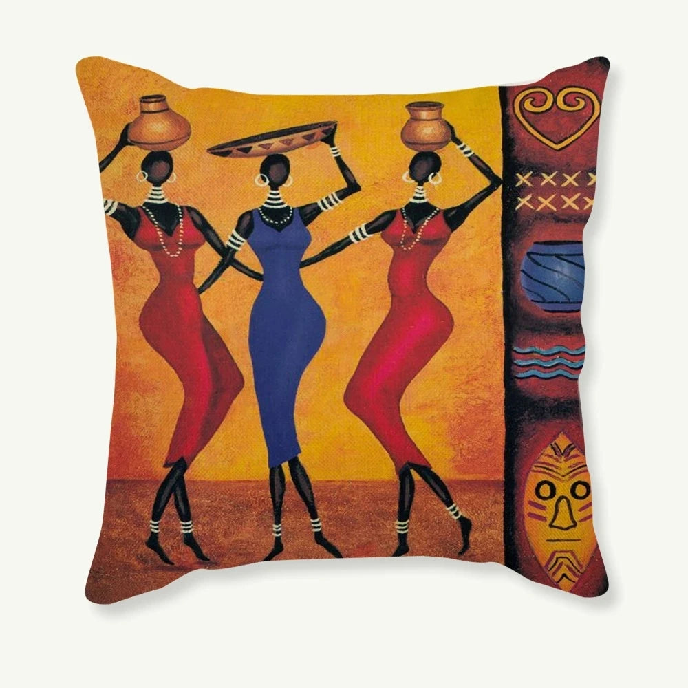 African Costume Clipart Throw Pillow 45x45 Africa Life Collection African Woman Pillowcase Sofa Car Decorative Cushion Cover