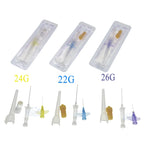 2PCS/5PCS/12PCS Animal Nasolacrimal Duct & IV Infusion Winged IV Catheter with Heparin Lock for Pet Animal Infusion 22G 24G 26G