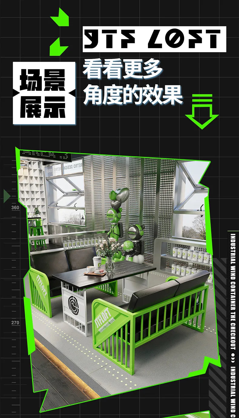 Industrial style Internet celebrity milk tea shop table and chair combination bar hot pot burger hotel coffee western restaurant