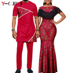 African Dresses for Women Matching Couple Outfits Bazin Riche Dashiki Slim Tassel Print Long Dresses for Party Vestidos Y23C009