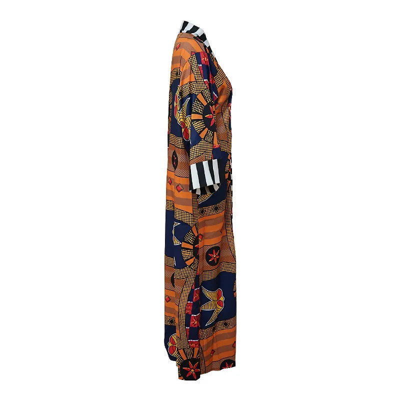 African Dresses for Women African Ethnic Print Loose Long Trench Coat Streetwear Dashiki African Clothes Cardigan African Kimono