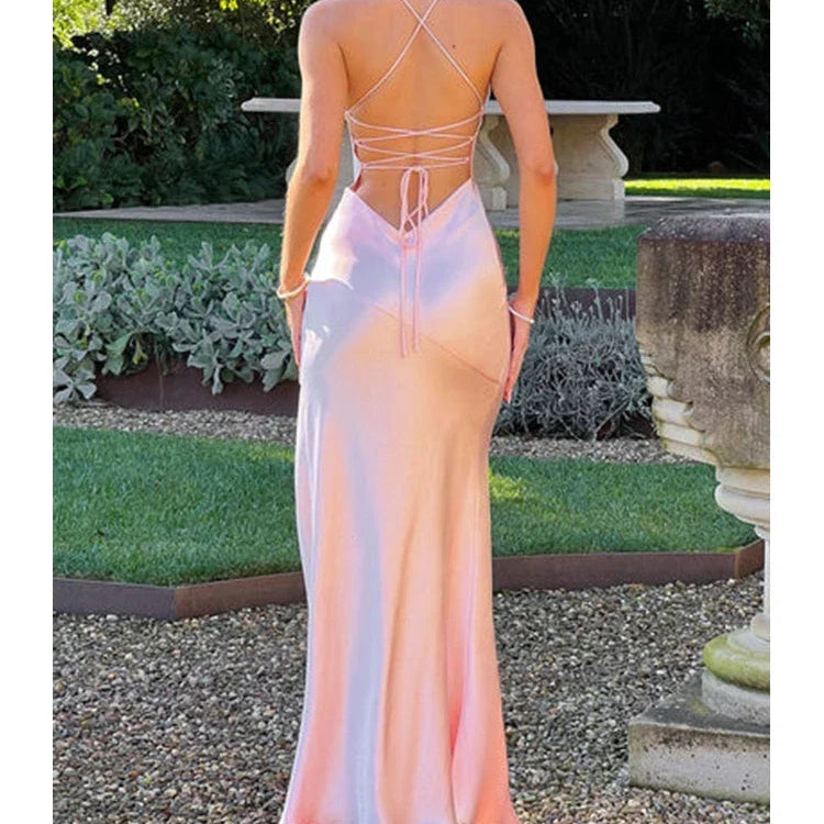 Satin Backless Mermaid Dress