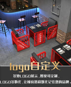 Industrial style booth bar Qingba retro wrought iron sofa coffee barbecue shop commercial restaurant dining table and chair