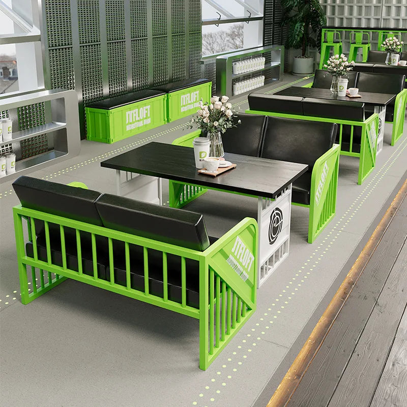 Industrial style Internet celebrity milk tea shop table and chair combination bar hot pot burger hotel coffee western restaurant