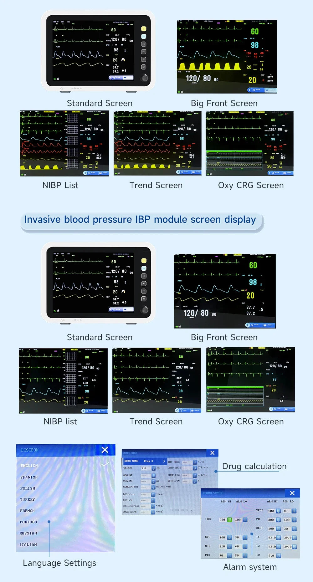 OLV-8000C Multi-Parameter Patient Monitor