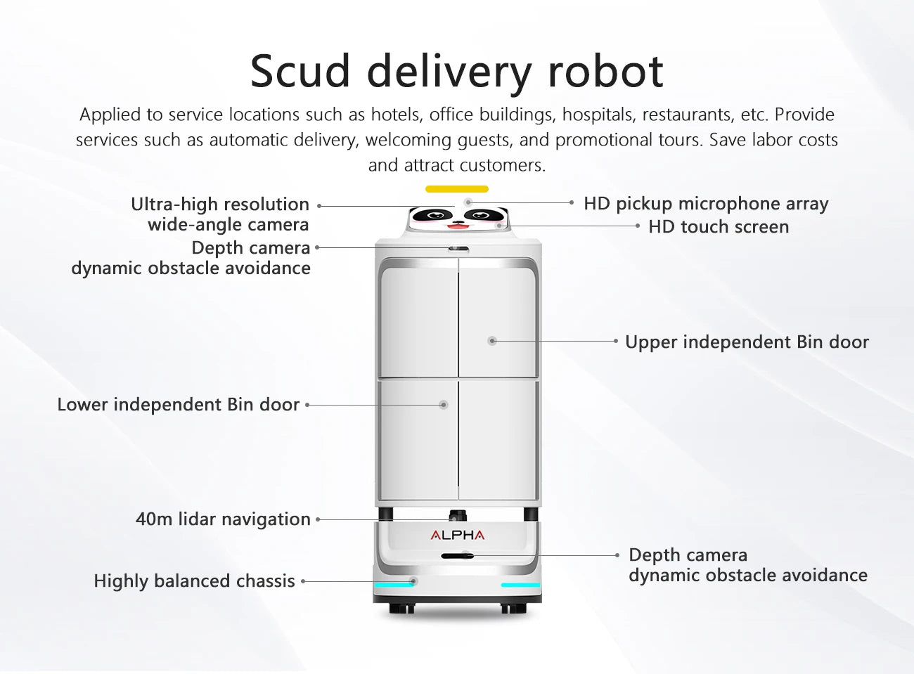 Delivery Robot for Hotel Artificial Intelligence Double Door Robot Autonomous Delivery Robot Food Delivery