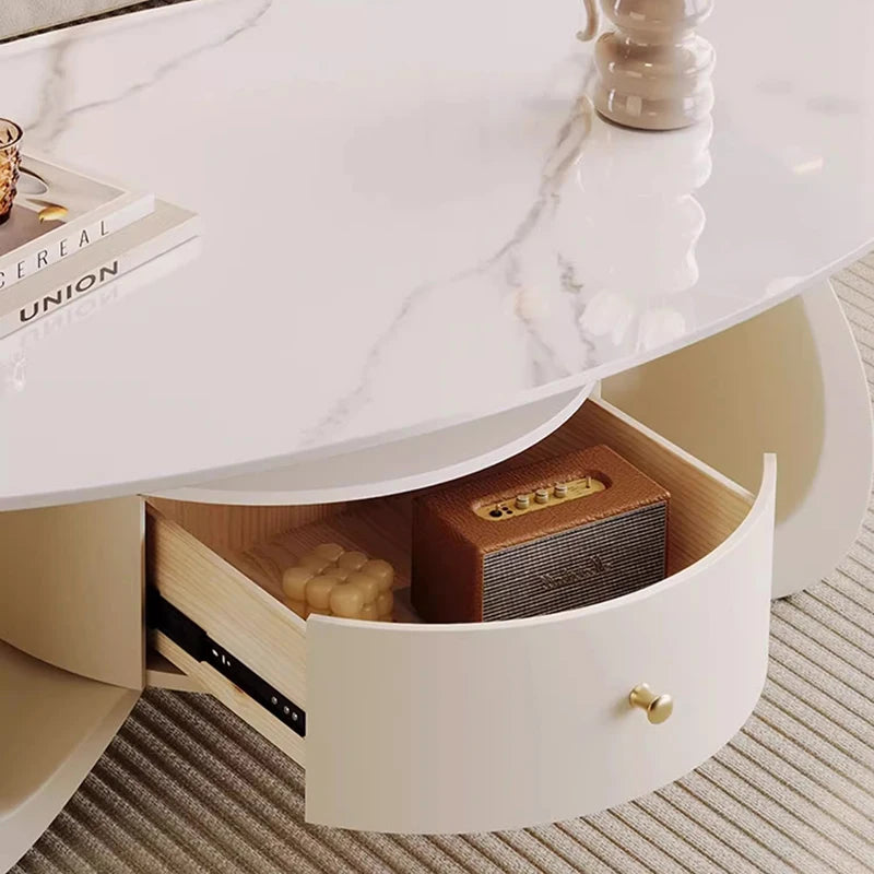 Modern Luxury Coffee Table Nordic Style Glam Oval Beauty Coffee Table Living Room Hidden Storage Table De Salon Home Furniture