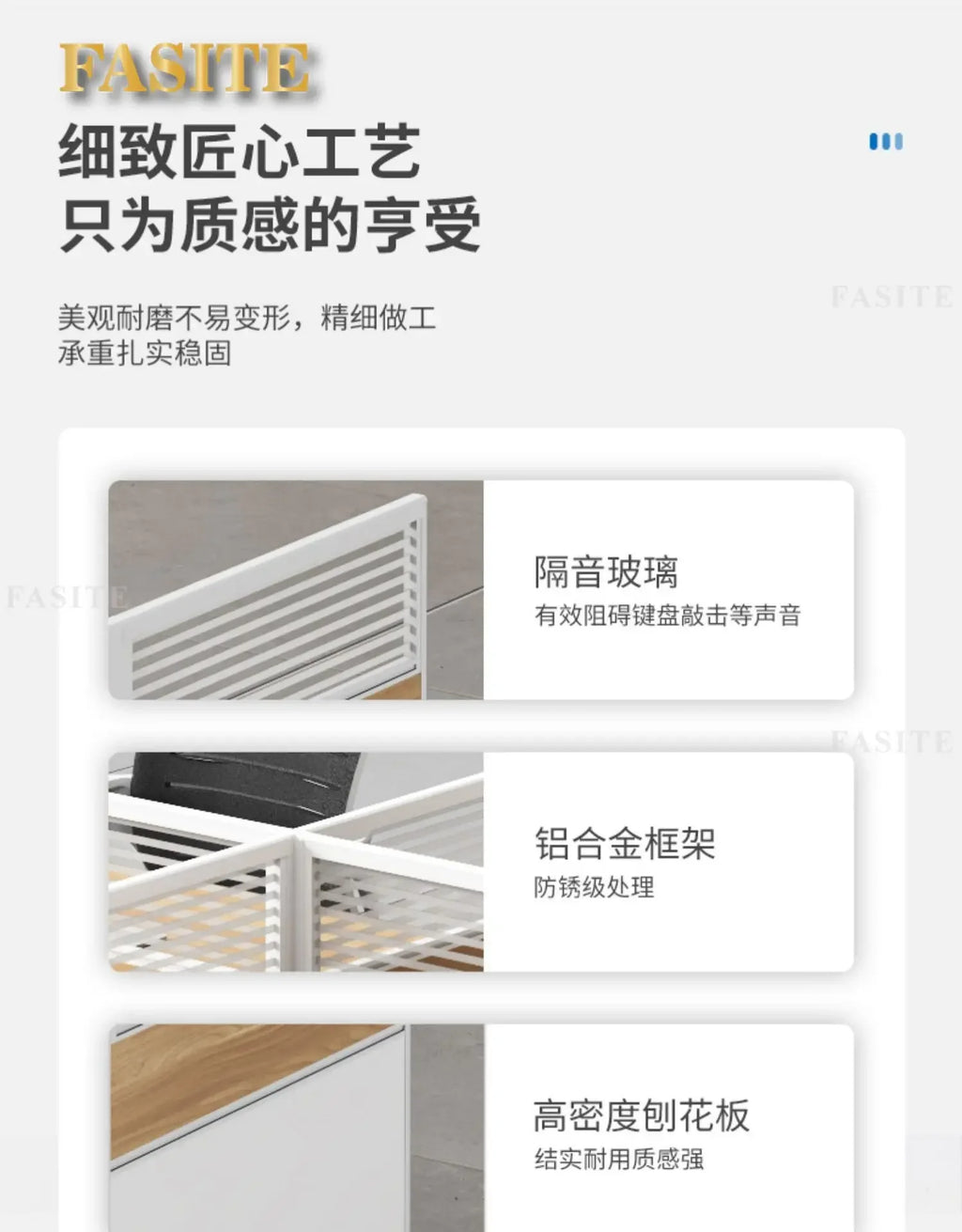 Simple modern financial desk and chair combination with dual workstation booth for office work