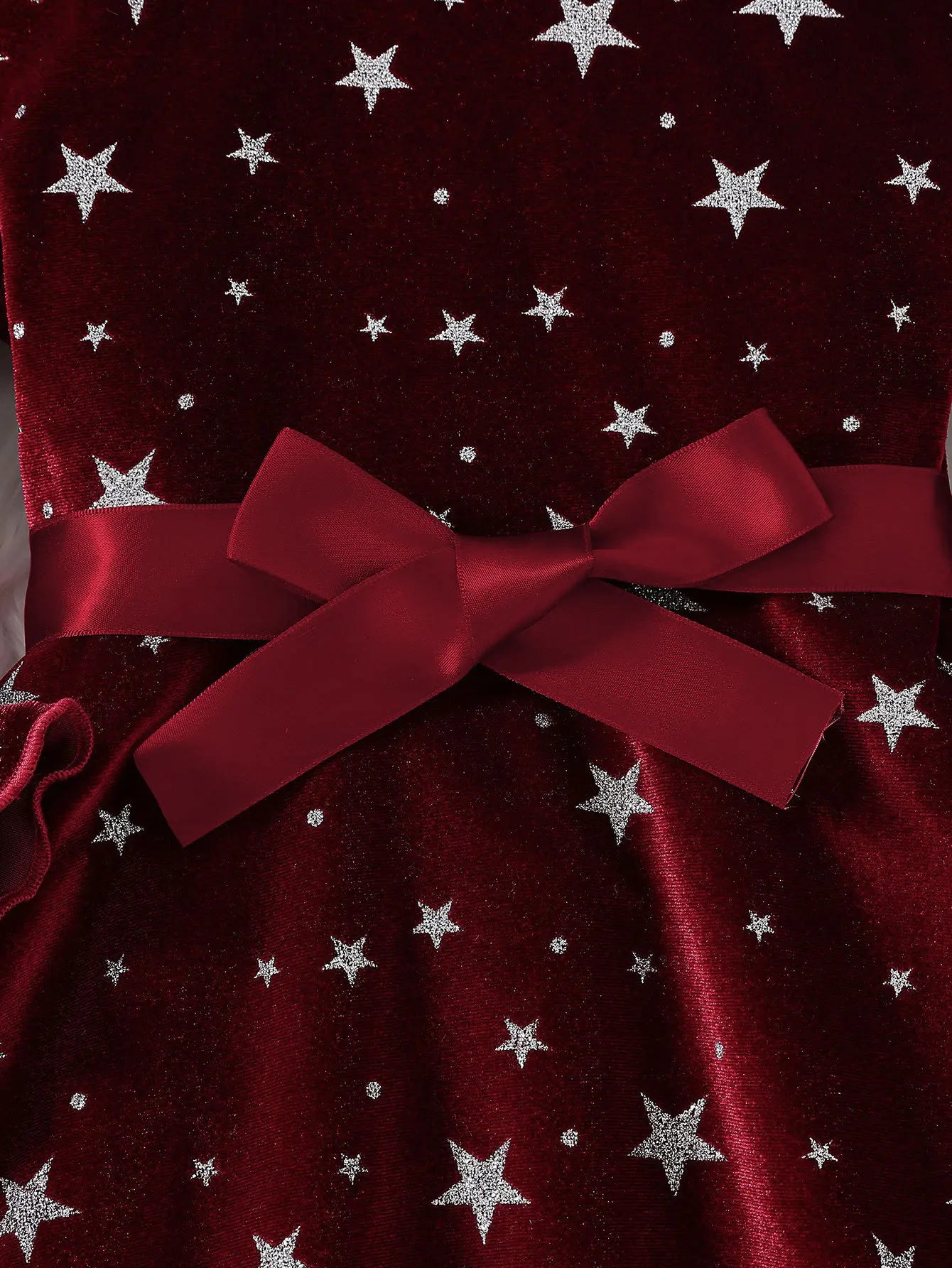 2025 New Year Dress for Girls Winter 3-6Y Kids Star Print Bowknot Long Sleeve Evening Dress Christmas Festive Dress for Girls