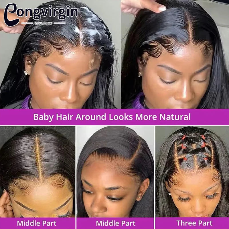 5x5 Glueless Wig Human Hair Ready To Wear Pre-Cut Lace Wear And Go Glueless Wigs Straight Lace Front Human Hair Wig For Women