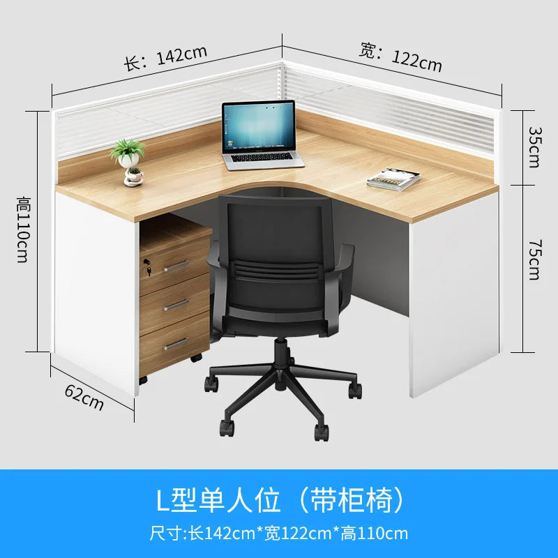 Simple modern financial desk and chair combination with dual workstation booth for office work