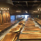 Luxury design most popular solid wood walnut Qinghe transparent epoxy wood resin table