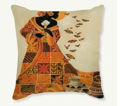 African Costume Clipart Throw Pillow 45x45 Africa Life Collection African Woman Pillowcase Sofa Car Decorative Cushion Cover