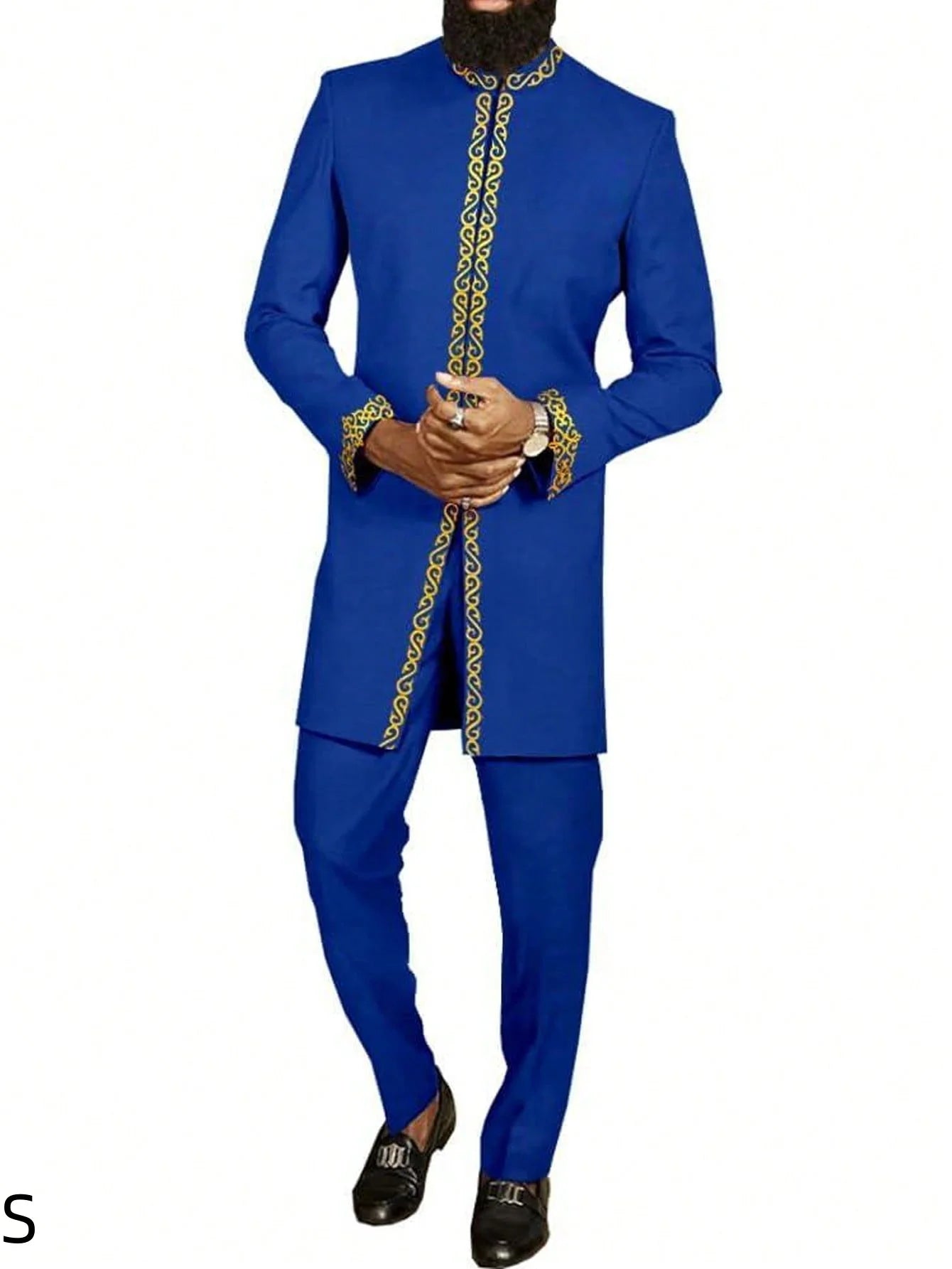 2024Kaftan Elegant African Men's suit Two-piece Agbada dress Wedding jacket and trousers Wedding suit African ethnic style