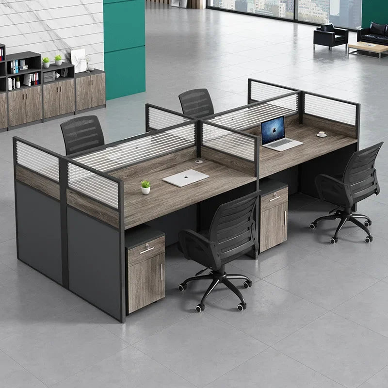 Office table and chair combination workstation desk staff table single 4 person multi-person screen computer table and chair