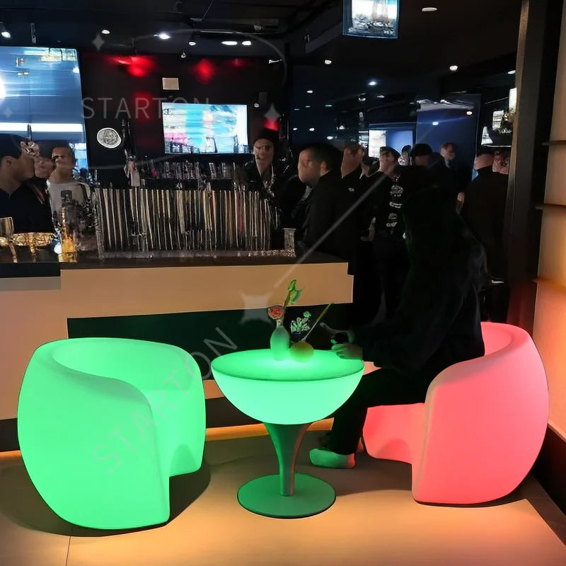 Outdoor Garden Bar Furniture Set LED Chair Bar Stool Sofa Table CE Certified for Hotel Villa Supermarket Made Durable Plastic