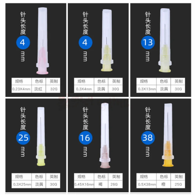 50pcs Pointed Injection Needle Dispensing Needle With Transparent Cap,16G 18G 20G 22G 25G Individually Packaged Syringe Tattoo