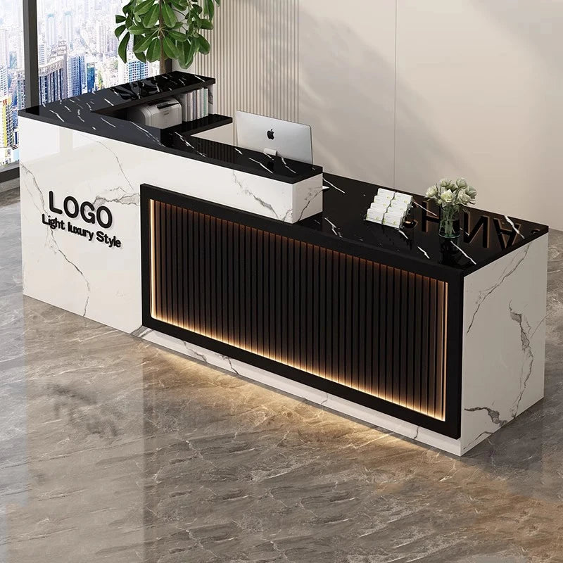 Luxury Simple Reception Desk Logo Salon Decorations Modern Reception Desk Office Beauty Mostrador Recepción Commercial Furniture
