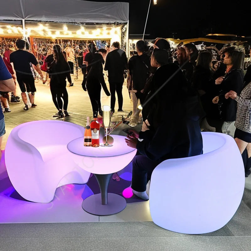 Outdoor Garden Bar Furniture Set LED Chair Bar Stool Sofa Table CE Certified for Hotel Villa Supermarket Made Durable Plastic