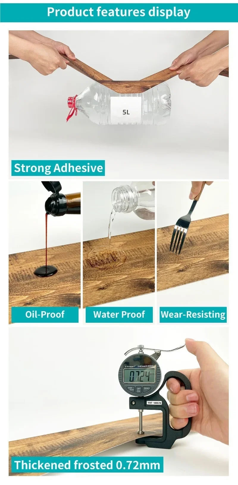 15x90cm Waterproof 3D Self-Adhesive thick Wood Grain Floor sticker Wallpaper Wall Sticker Living Room Toilet Kitchen Home Decor