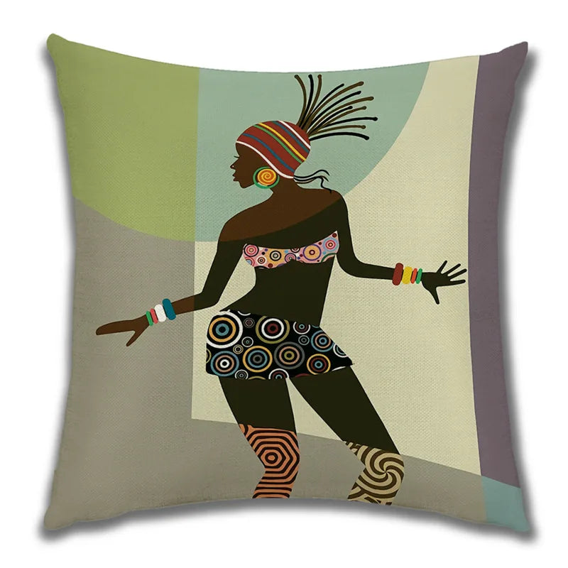 African Costume Clipart Throw Pillow 45x45 Africa Life Collection African Woman Pillowcase Sofa Car Decorative Cushion Cover