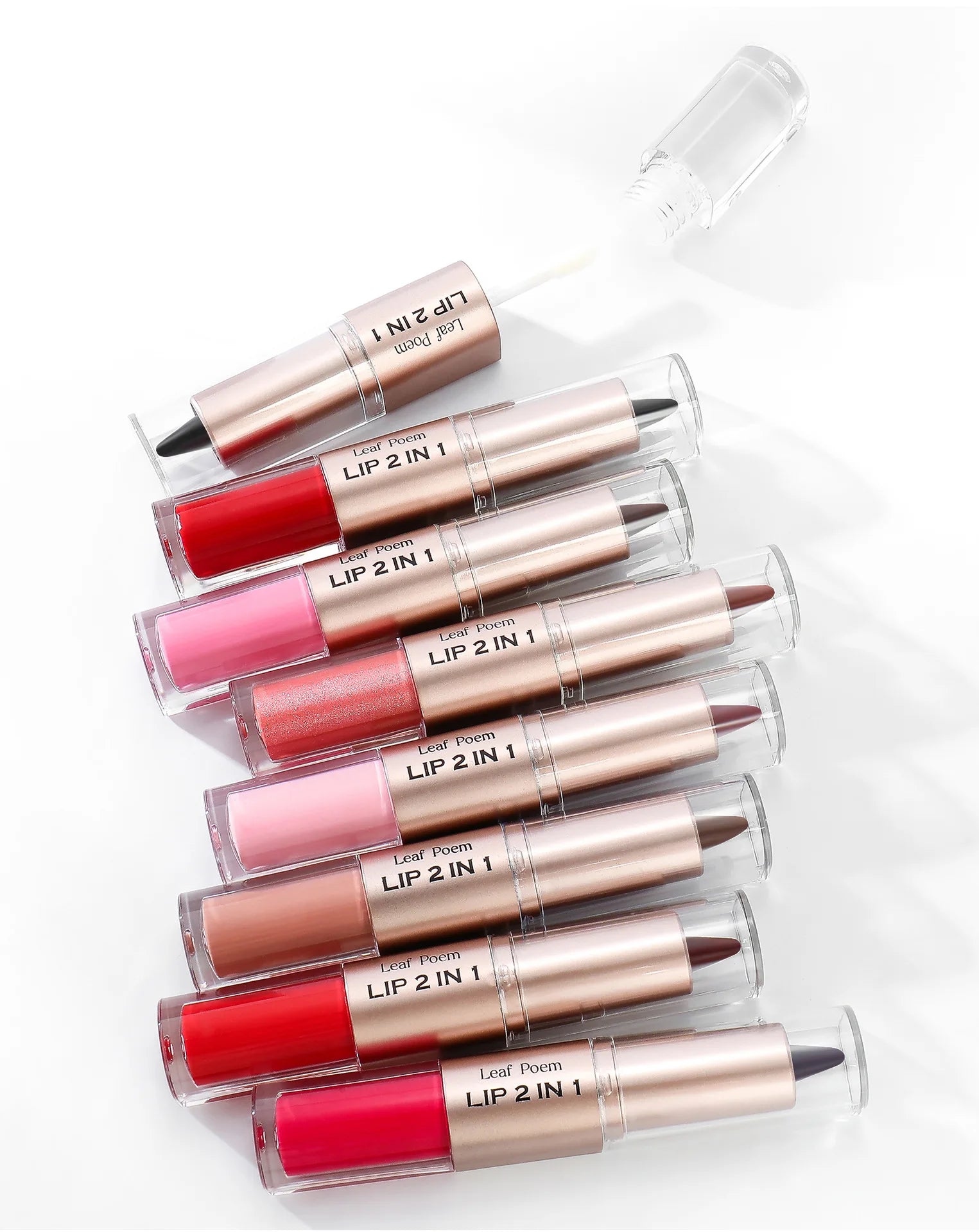 Black Brown Tapered Lip Liner Contour Pencil Double Head Mirror Plumping Lip Glaze Crystal Lip Gloss Sexy Red Lips Tint Makeup