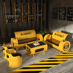 Industrial style sofa coffee table combination Internet celebrity creative bar clear bar milk tea shop table and chair oil drum