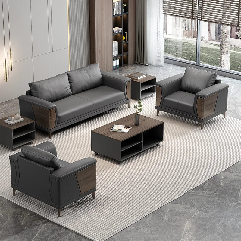 Office sofa coffee table combination simple president boss room office reception front desk reception leather