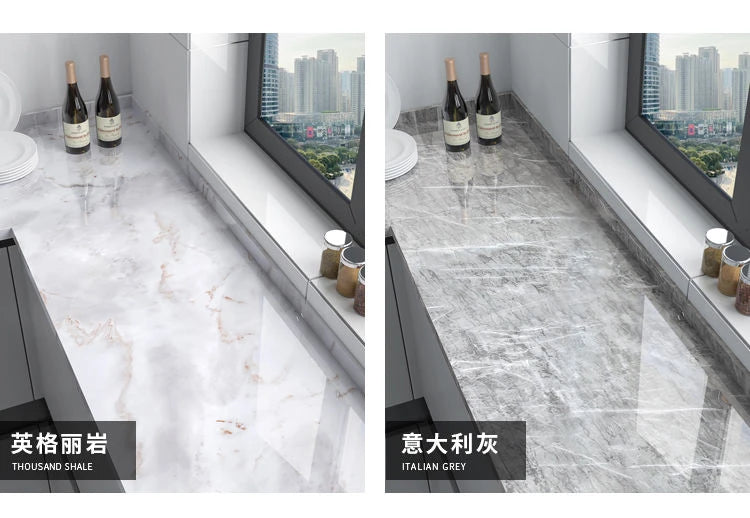 10M x 80CM Marble Self Adhesive Wallpaper Waterproof Oil Proof Kitchen Stickers Thermostability Decorative Film Home Decor