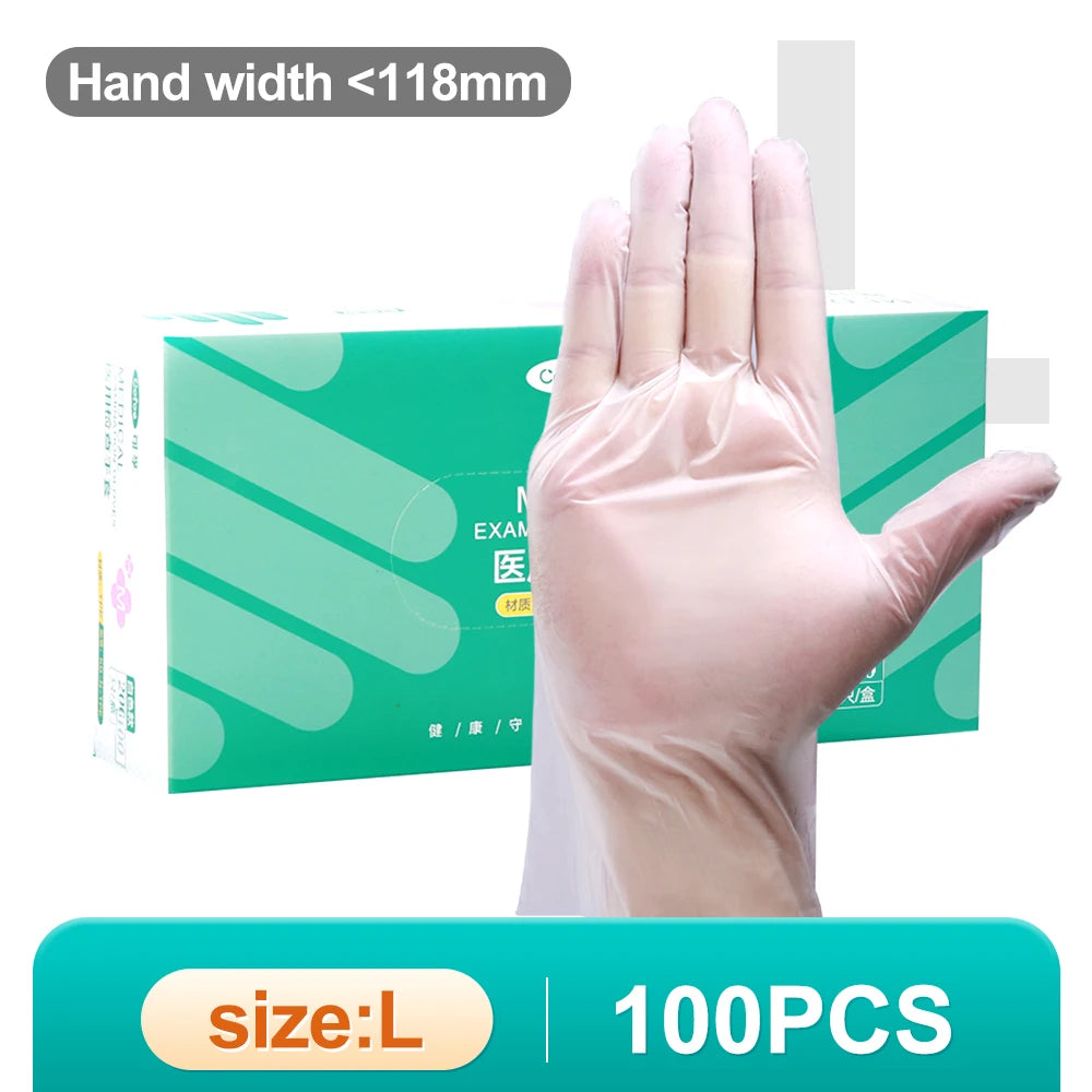 Cofoe 100Pcs Medical Grade Gloves TPE Disposable Gloves Transparent Non-Slip Acid Work Safety Food Grade Household