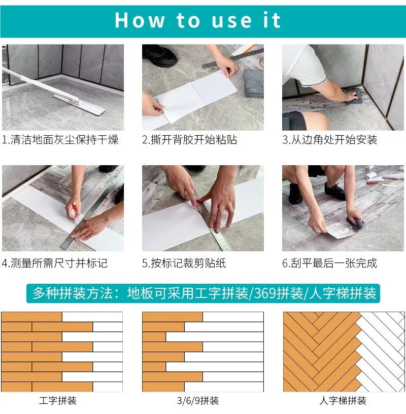 15x90cm Waterproof 3D Self-Adhesive thick Wood Grain Floor sticker Wallpaper Wall Sticker Living Room Toilet Kitchen Home Decor