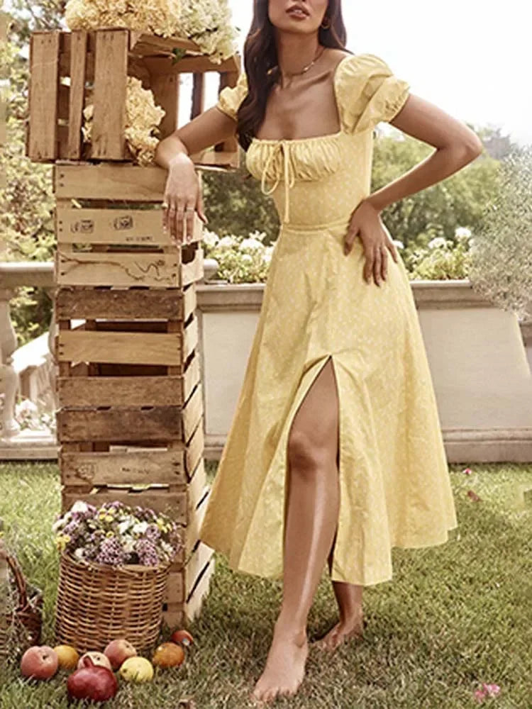 2025 New Fashion Women Floral Print Elegant A Line Long Dresses Casual Spring Summer Chic Party Maxi Dress  Robe Femme