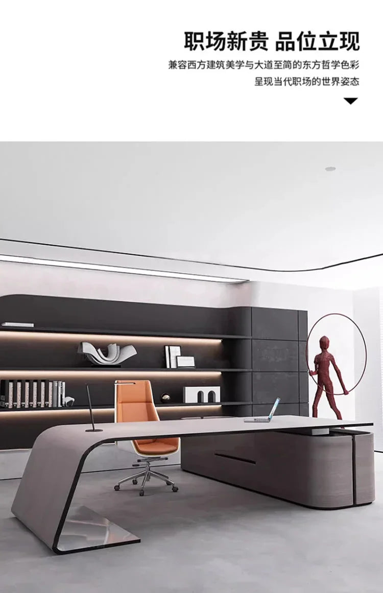 European High Quality Office Desk Cheap Executive Study Standing Office Desk Storage Floor Boss Wooden Escritorio Furniture