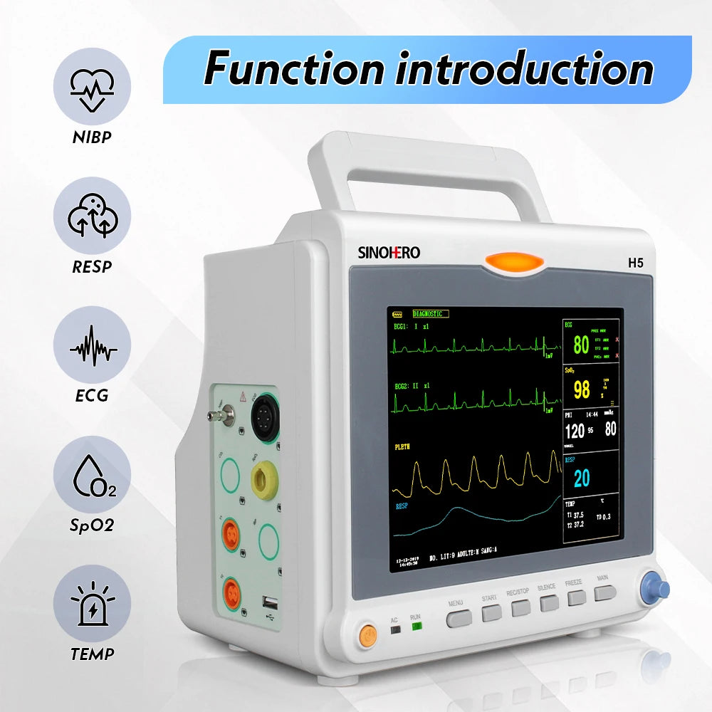 6-Parameter Patient ECG Vital Sign Monitor